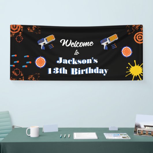 Welkomstbord Jongens Dart Pistool Verjaardagsfeest Spandoek (Beurs)
