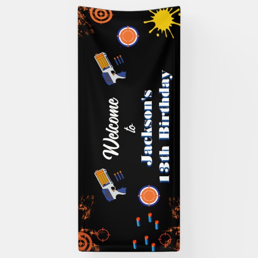 Welkomstbord Jongens Dart Pistool Verjaardagsfeest Spandoek (Verticaal)