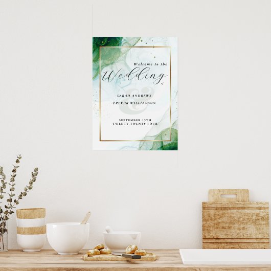 Welkomstbord Kelly Green Alcohol Ink Poster (Keuken)