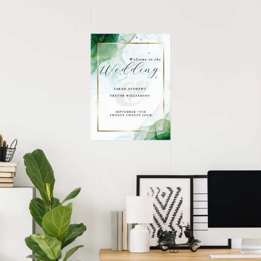 Welkomstbord Kelly Green Alcohol Ink Poster (Thuiskantoor)