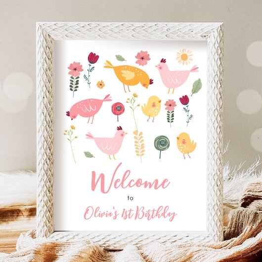 Welkomstbord Little Chick Boerderij Barnyard Verja Poster