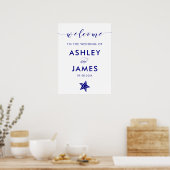 Welkomstbord marinier Blue Starfish Wedding, marin Poster (Keuken)