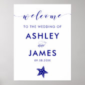 Welkomstbord marinier Blue Starfish Wedding, marin Poster (Voorkant)