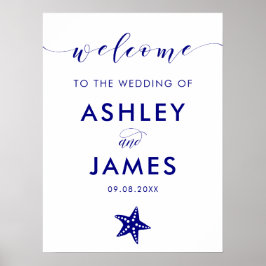 Welkomstbord marinier Blue Starfish Wedding, marin Poster