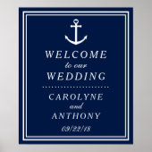 Welkomstbord mariniers en witte anchor bruiloft poster (Voorkant)