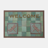 Welkomstbord met Dragonfly tegels Deurmat (Voorkant)