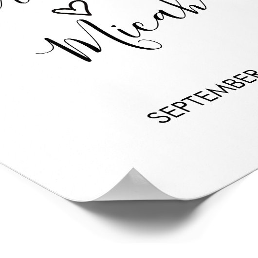 Welkomstbord met handtekening Heart Weddenschap Poster (Hoek)