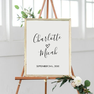 Welkomstbord met handtekening Heart Weddenschap Poster