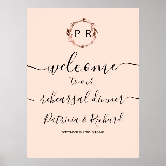 Welkomstbord Oefenavond Bruiloft Dinner Poster (Voorkant)