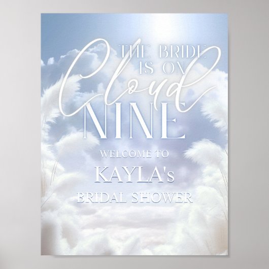 Welkomstbord op Cloud Nine 9 Pampas Vrijgezellenfe Poster (Voorkant)