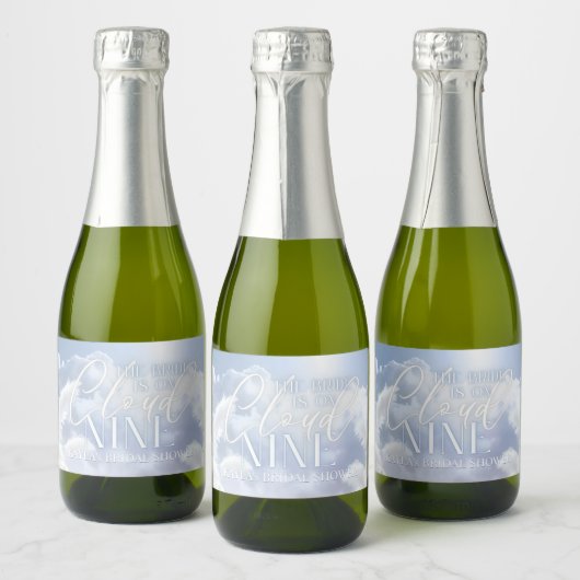 Welkomstbord op Cloud Nine 9 Pampas Vrijgezellenfe Sparkling Wijnetiket (Flessen)