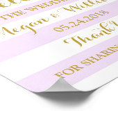 Welkomstbord Paarse Stripes Gold Confetti Poster (Hoek)