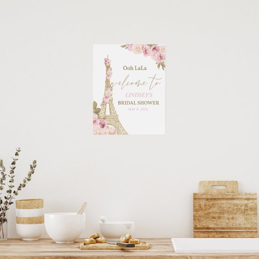 Welkomstbord, Parijs, Eiffeltoren, Vrijgezellenfee Poster (Keuken)