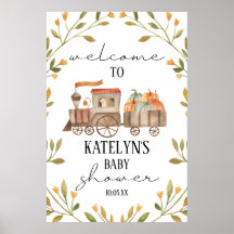 Welkomstbord pompoentrein Baby shower