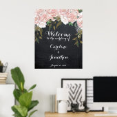 Welkomstbord poster elegante roze floral (Thuiskantoor)