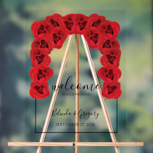 Welkomstbord rode rozen bruiloft acryl bord