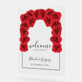 Welkomstbord rode rozen bruiloft acryl bord (Hoek)