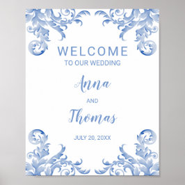 Welkomstbord Royal Blue Flourish Poster