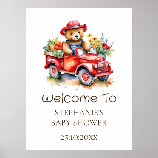 Welkomstbord Schattige Teddy lokaal geteeld Baby s Poster (Voorkant)