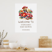 Welkomstbord Schattige Teddy lokaal geteeld Baby s Poster (Keuken)
