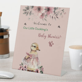 welkomstbord | Schattigee eendenhond Baby shower v Reclamebord Met Voetstuk