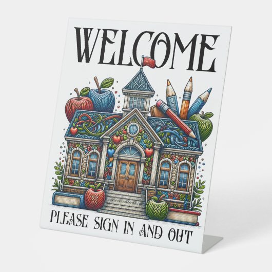 Welkomstbord school reclamebord met voetstuk (Voorkant)