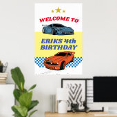 Welkomstbord van autopartij, racepartijteken poster (Thuiskantoor)