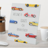 Welkomstbord van Birthday Party Boy Cars Reclamebord Met Voetstuk (Insitu)