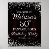 Welkomstbord van Birthday party met diamantconfett Poster (Voorkant)