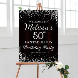 Welkomstbord van Birthday party met diamantconfett Poster