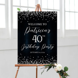 Welkomstbord van Birthday party met diamantconfett Poster
