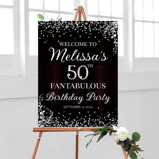 Welkomstbord van Birthday party met diamantconfett Poster