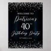 Welkomstbord van Birthday party met diamantconfett Poster (Voorkant)