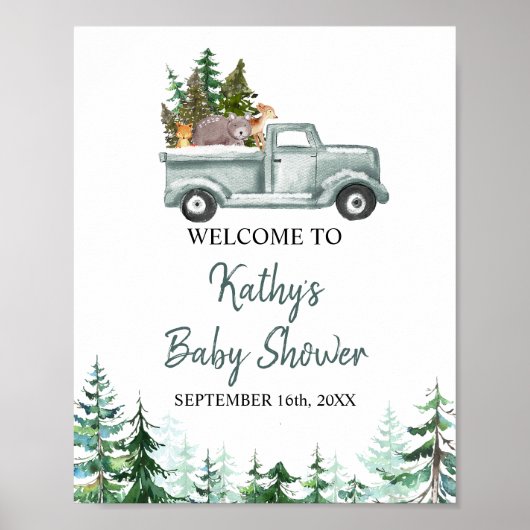 Welkomstbord van bossen Dieren Pine Trees Poster (Voorkant)