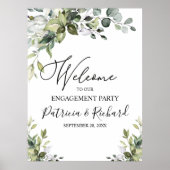 Welkomstbord van Cute Greenery Engagement Party Poster (Voorkant)