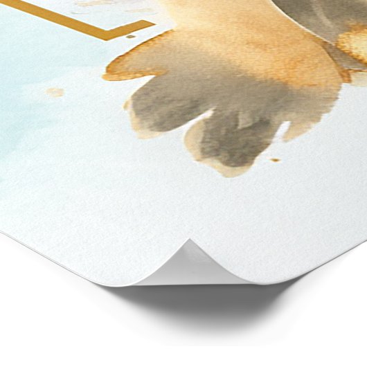 Welkomstbord van de Birthday party met bloemen Poster (Hoek)