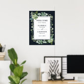 Welkomstbord van de nachtmarine Blue Succulent Wed Poster (Thuiskantoor)