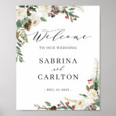Welkomstbord van de winterse Floral Wedding Poster (Voorkant)