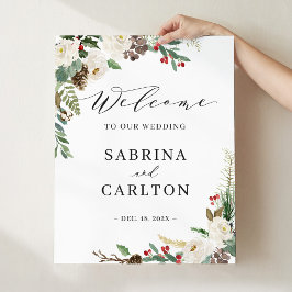 Welkomstbord van de winterse Floral Wedding Poster