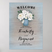 Welkomstbord van Dusty Blue Mason Jar Wedding Poster (Voorkant)
