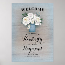 Welkomstbord van Dusty Blue Mason Jar Wedding Poster