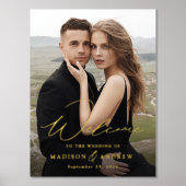 Welkomstbord van Elegant Gold Foil Script Weduwsch Folie Afdrukken (Voorkant)