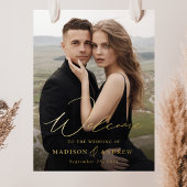 Welkomstbord van Elegant Gold Foil Script Weduwsch Folie Afdrukken