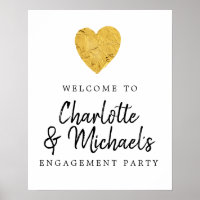 Welkomstbord van Gold Foil Heart Engagement Party