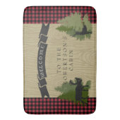 Welkomstbord van het bergmeer Rustic Cabin Deer Mo Badmat (Voorkant Verticaal)