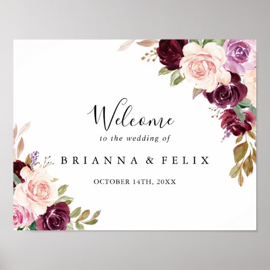 Welkomstbord van het flinterbotanische bruiloft va poster (Voorkant)