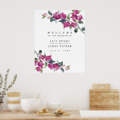 Welkomstbord van het Mediterrane Bougainvillea Wed Poster (Keuken)