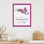 Welkomstbord van het Mediterrane Bougainvillea Wed Poster (Keuken)
