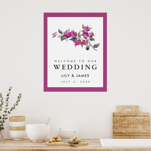 Welkomstbord van het Mediterrane Bougainvillea Wed Poster (Keuken)