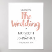 Welkomstbord van het moderne Roos Gold Love Wedden Poster (Voorkant)